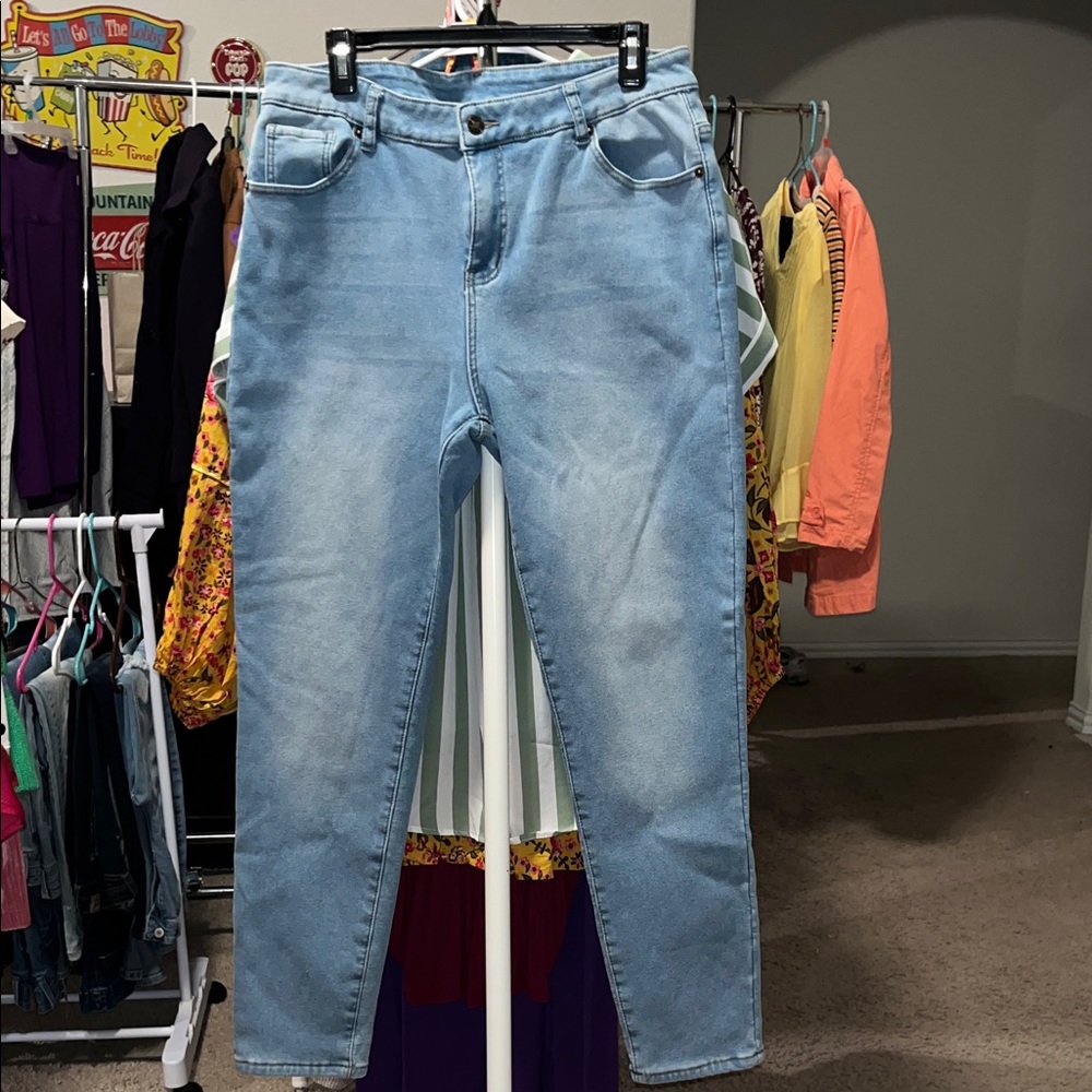 Light Blue Cropped Jeans for Women (soft "fur" lined)